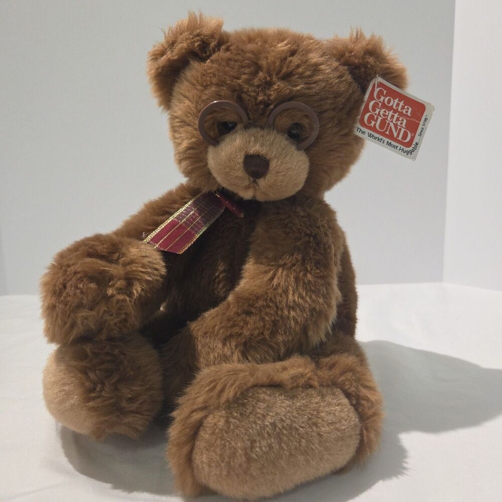 NWT Gund Booker Teddy Bear Plush w/ Glasses 14" Stuffed Animal Toy